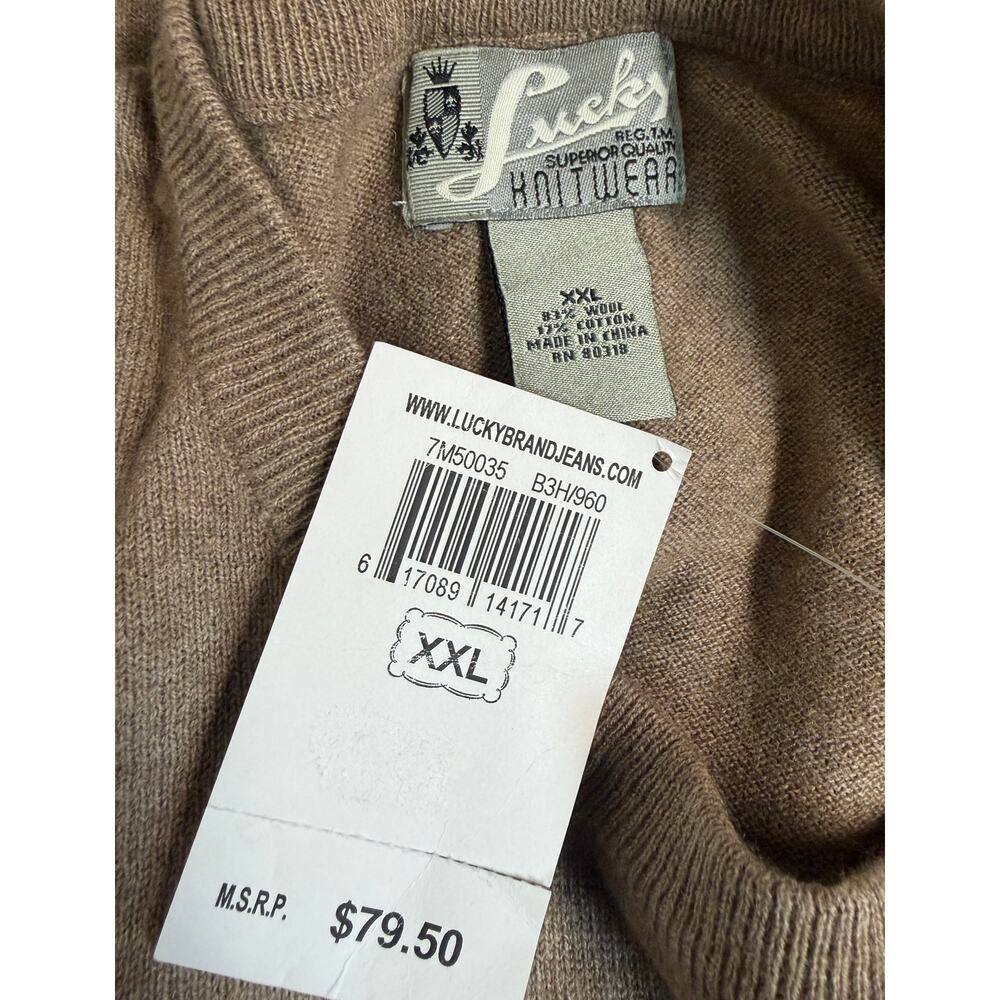 Lucky Brand XXL Brown Skull Graphic Sweater Knit Long Sleeve Crew Neck NWT New - Picture 7 of 9